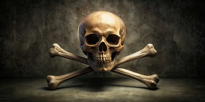Human skull and crossbones symbolizing danger and warning, skull, crossbones, death, warning, toxic, hazardous, caution, scary