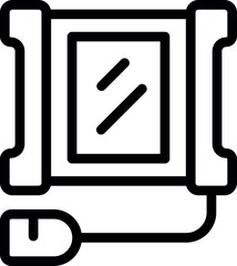 Line art icon of a power bank being charged, perfect for topics related to technology and mobile devices