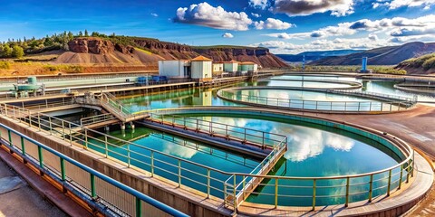 Water treatment facility at a copper mine and processing plant, copper, mine, processing, facility
