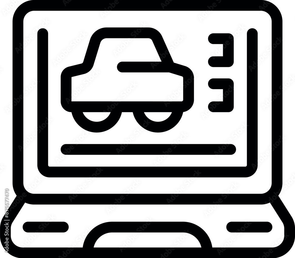 Poster car design software is running on a laptop computer screen, symbolizing automotive engineering and d