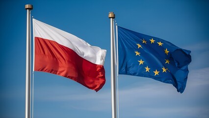 Flaga Polski i Unii europejskiej 