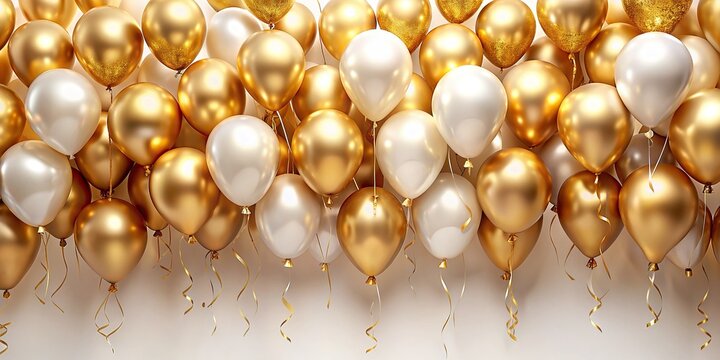 Opulent gold and beige balloons adorn a luxurious border, perfect for elegant events and celebrations, adding sophistication and glamour to any upscale occasion.