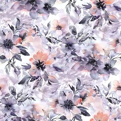 Sophisticated Blue Watercolor Floral Pattern