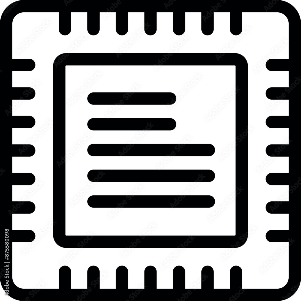 Aufkleber black outline icon of a microchip symbolizing processing power