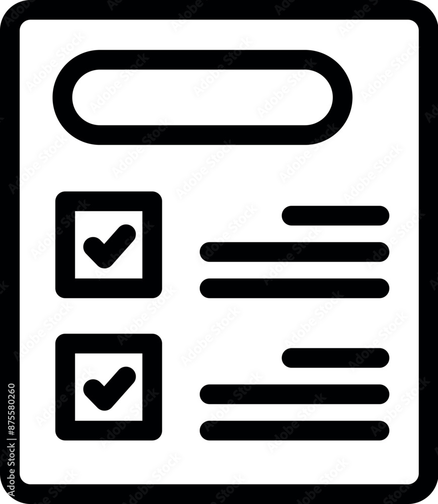 Poster simple black and white icon of a checklist signifying the completion of tasks