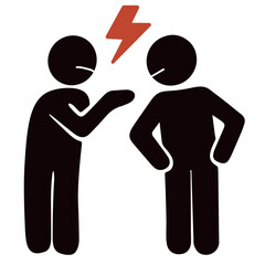 Vector illustration silhouette two people in conflict icon