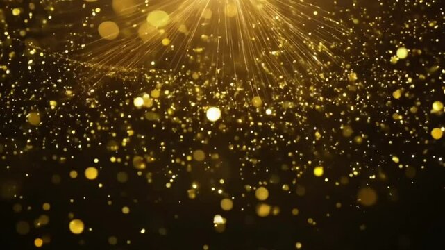 Sparkling gold festive bokeh background. 4K 3D loop animation Abstract festive motion background shining gold bokeh. Shimmering sparkling glitters particles flare light. awards ceremony,4k 60fps
