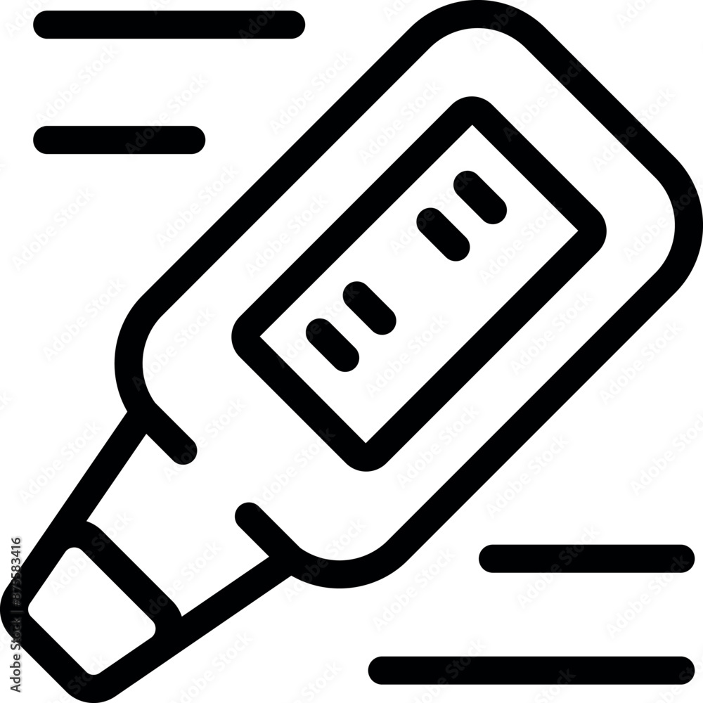 Poster electronic thermometer icon showing a high temperature reading