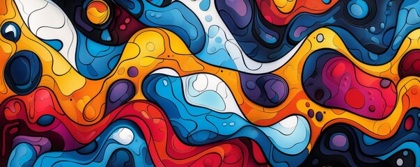 Colorful abstract blobs with bold outlines