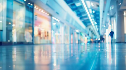 Blurred shopping mall interior with colorful lights