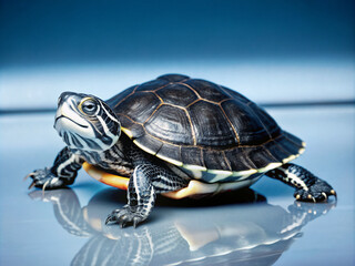 Fototapeta premium turtle on the rocks, reptile, shell, nature, pet, slow, isolated, wildlife, wild, white, walking, baby, amphibian, pets