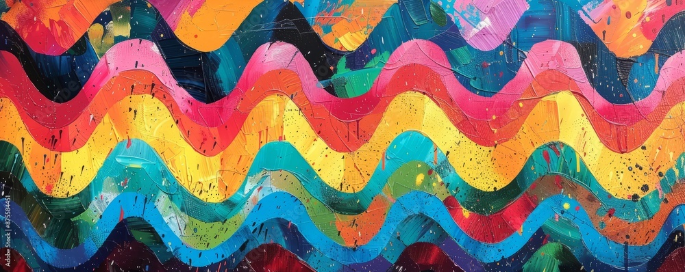 Poster repetitive patterns of vibrant zigzags