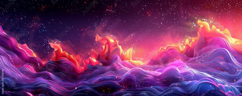 Poster neon waves creating random designs