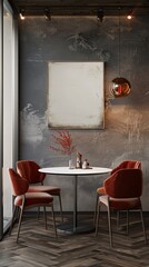 Contemporary dining room with a blank canvas on the wall
