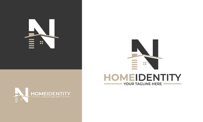 Letter N Home Identity Logo Template