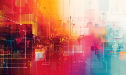 Obraz premium Abstract digital grid in bright colors