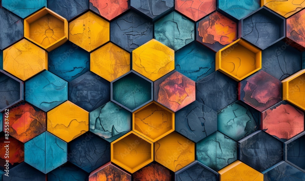 Poster geometric pattern with hexagons