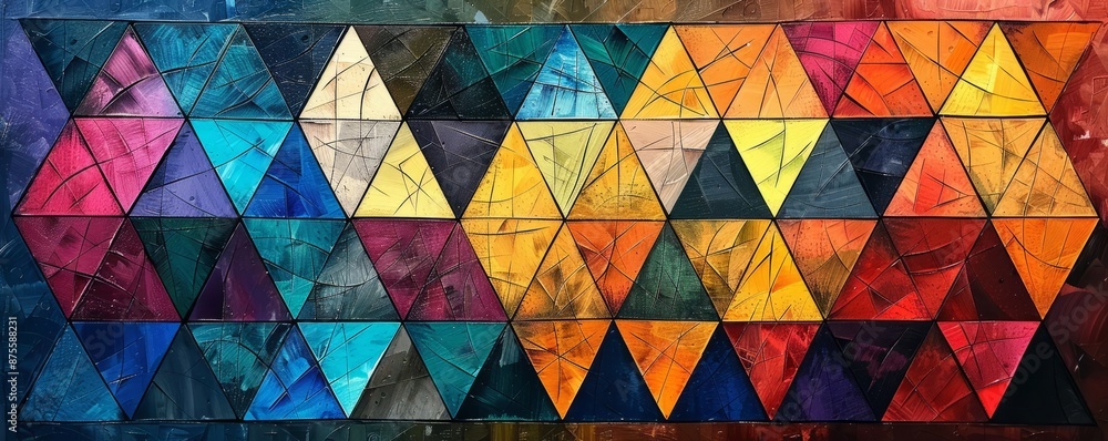 Poster repetitive patterns of vibrant triangles