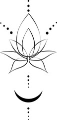 Lotus tattoo black and white vector illustration