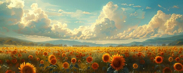 A field of blooming sunflowers