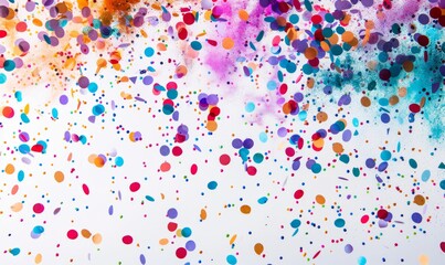 Colorful confetti explosion on white