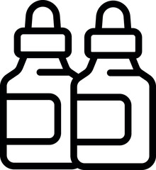 Two medical dropper bottles with blank labels are standing next to each other, containing liquid medicine