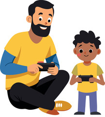 Father And Son Playing Video Games Together