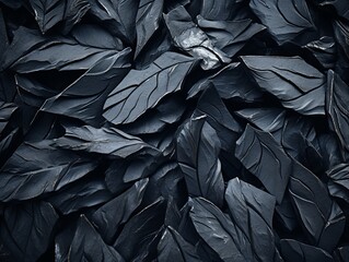 Obraz premium a pile of black leaves on a dark background