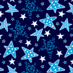 Shiny stars leopard style and polka dots pattern