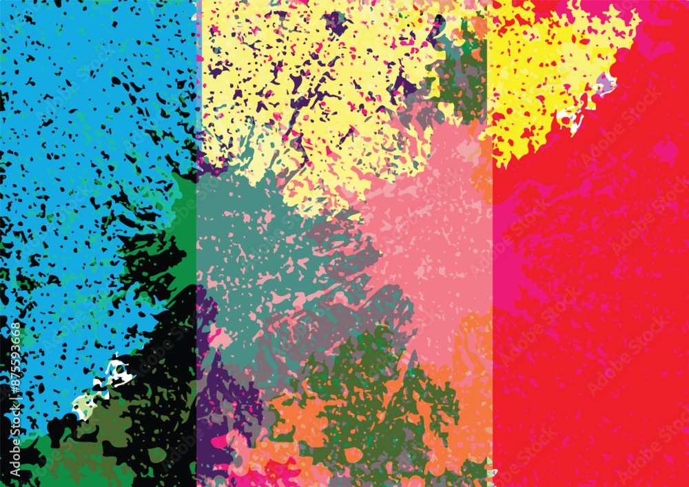 Poster abstract vector splatter paint multi color background design. fun background design. illustration ve