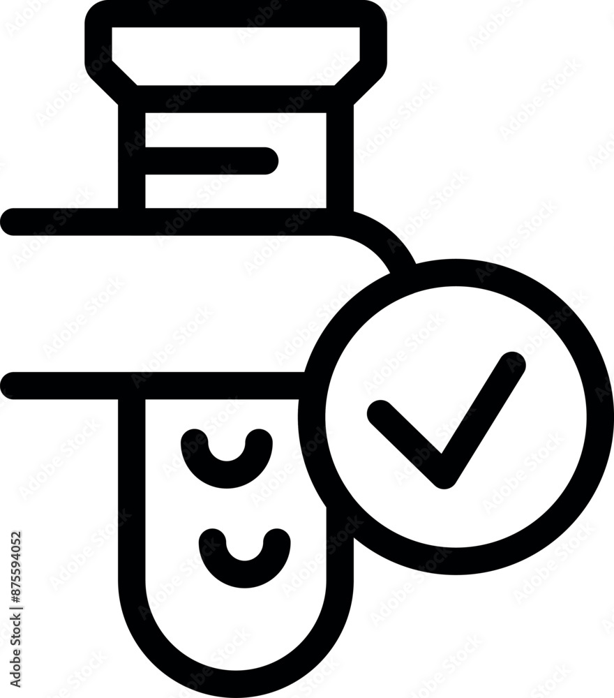 Poster simple icon of a test tube passing a quality control test in a laboratory setting