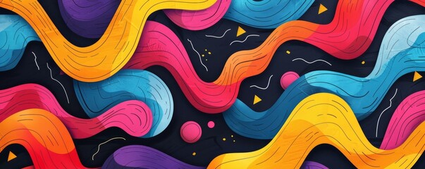 Obraz premium Colorful abstract patterns with bold outlines