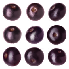Set of acai berries isolated on white