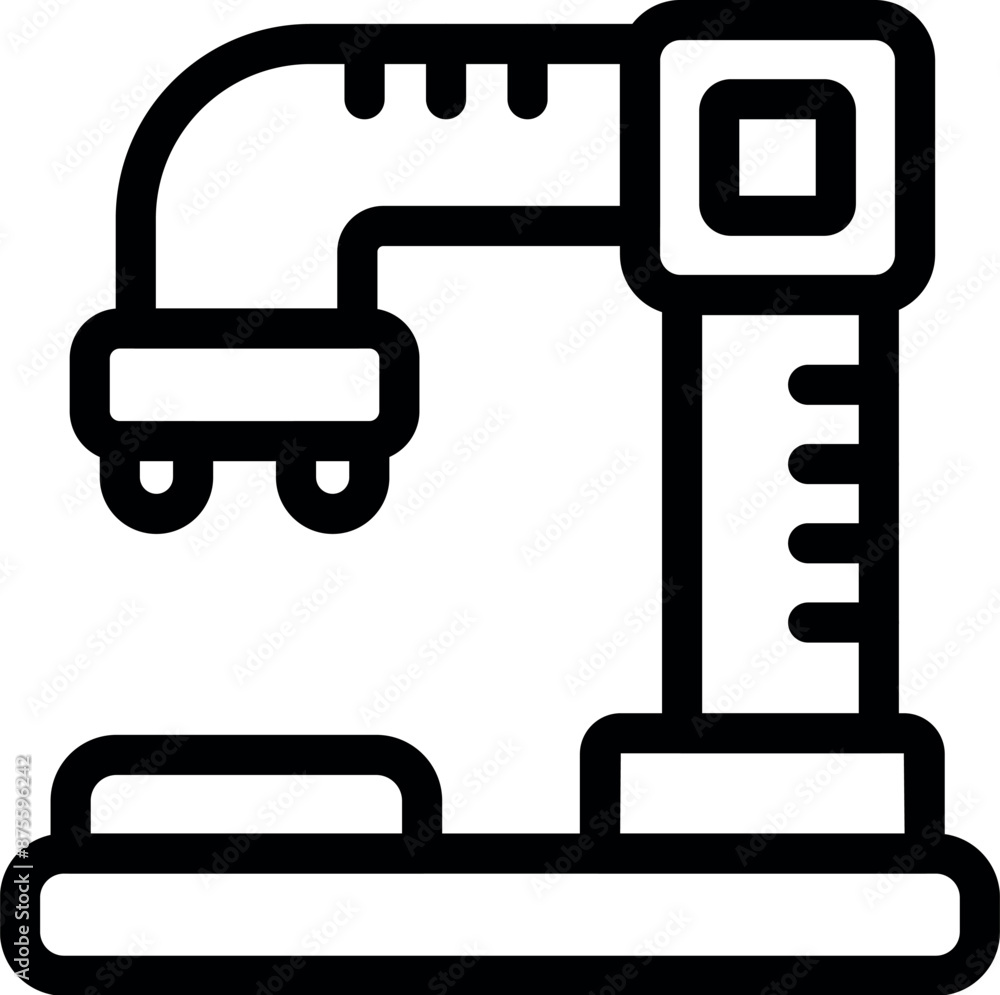 Poster line art icon of a 3d printer scanning an object to create a computer aided design