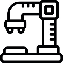 Line art icon of a 3d printer scanning an object to create a computer aided design