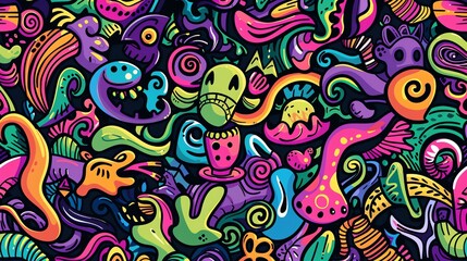 Whimsical vector background with colorful doodles and fun shapes