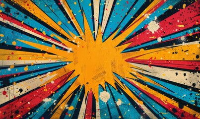 Retro comic book background with colorful bursts