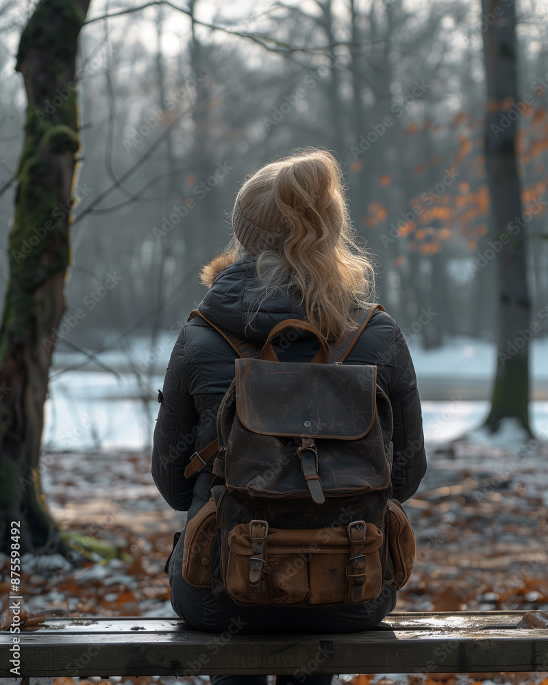 Canvas Prints woman sitting in the woods