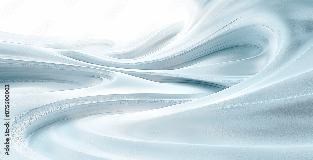 Aufkleber futuristic curved lines background 3d rendering white abstract modern technology design smooth clean