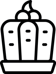 Simple line art icon of a three headed cactus growing in a pot