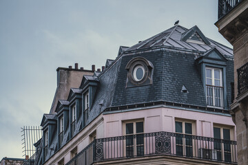 Close up details of Paris historic buildings