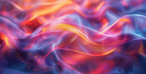 Fototapeta premium Iridescent Holographic Background with Dynamic Intertwined Ribbons, High Contrast 3D Render, Abstract Glass Shapes, Dark Minimalist Design