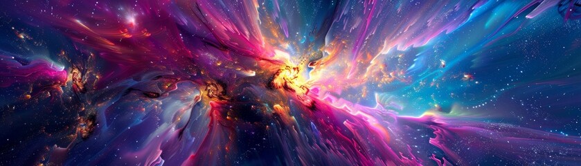 Fototapeta premium Abstract Cosmic Nebula with Pink and Blue Swirls - Digital Art