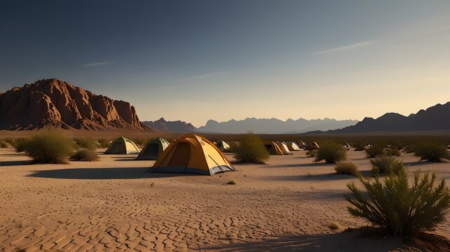 Describe the unique challenges of camping in the desert.
