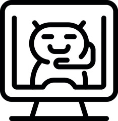 Cartoon android mascot waving from a computer screen, expressing happiness and positivity