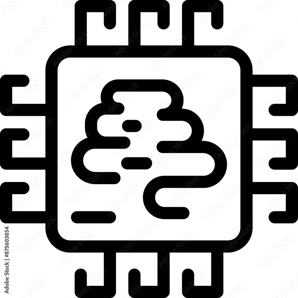 Poster microchip is processing data, representing the power of artificial intelligence