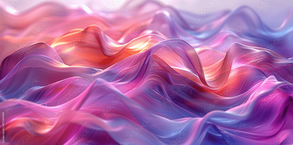 Poster iridescent curved lines minimalist 3d render light background