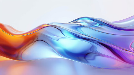 3D Render of Abstract Colorful Liquid Wavy Glass Effect Background, High Detail, Studio Lighting