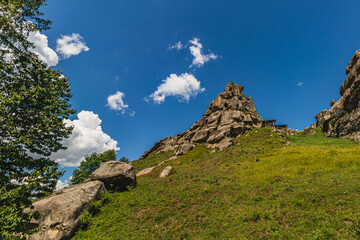 a rocks in Tustan fortress place Skole Beskids National Nature Park Lviv region