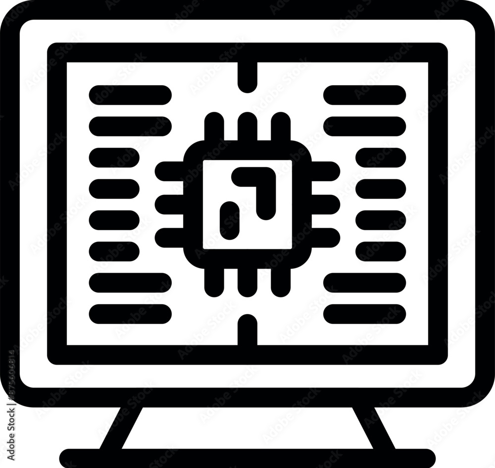 Poster computer displaying a microchip, highlighting the concepts of semiconductor manufacturing and progra